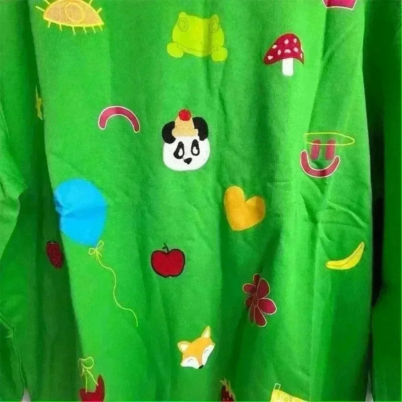 ASOS “Native Youth” Oversized Green Sweatshirt Fox Panda Embroidery Adult Small - Picture 8 of 15